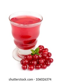 Glass Of Cranberry Juice Isolated On White