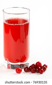 Glass Of Cranberry Juice On A White Background