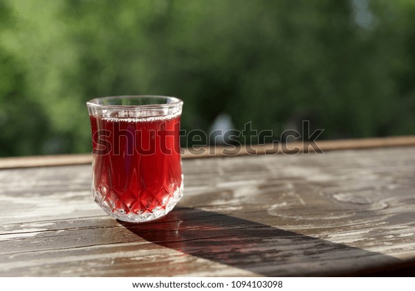 Glass Cranberry Tincture On Windowsill Cafe Stock Photo Edit Now