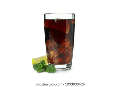 Glass Of Cuba Libre Isolated On White Background