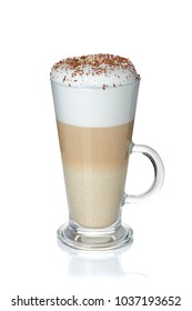 Glass Cup Of Coffee Latte On White