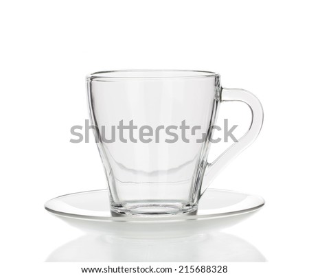 Glass cup isolated on a white background closeup