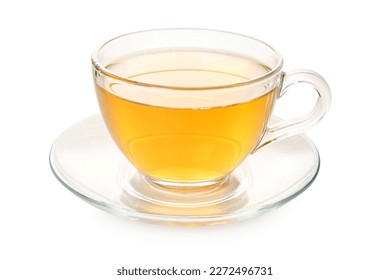 Glass cup of tasty green tea on white background - Powered by Shutterstock