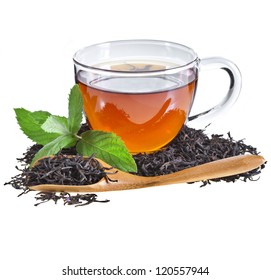 Glass Cup Tea with Mint Leaf, Isolated on White Background. - Powered by Shutterstock