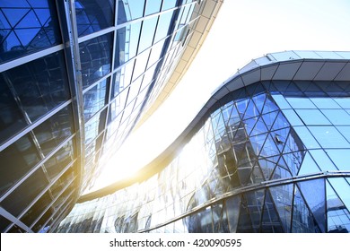 Glass curtain wall of modern office building