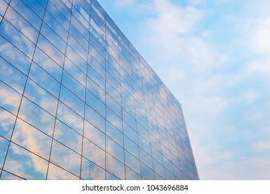 Glass Curtain Wall In The Sunset