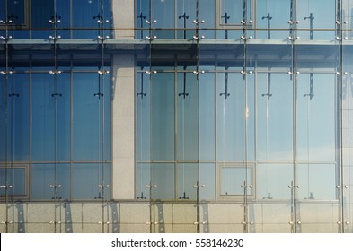 Glass curtain walls. Spider facade fixing system. Elements of fastening of the facade. Facade detail