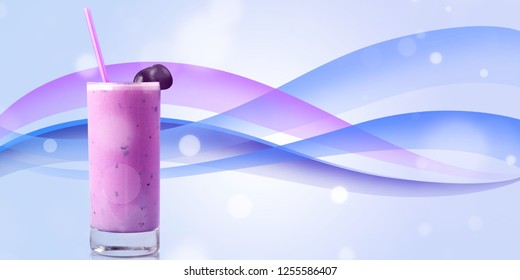 Glass Of Delicious Berry Cocktail On Perple Background