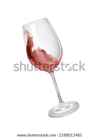 Glass of delicious rose wine isolated on white