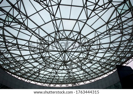 The glass dome constructin in the mall