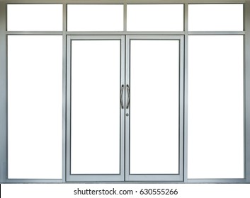 Glass Door Of Building With Copy Space