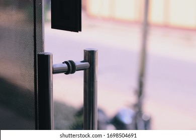 Glass Door Handle With Coffee Shop