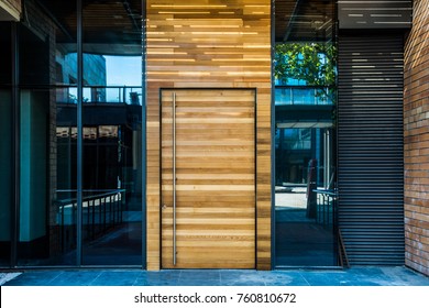 Glass Door Of The Office Building.