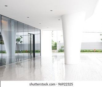 Glass Door Of The Office Building.