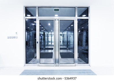 Glass Doors With Blue Tilt