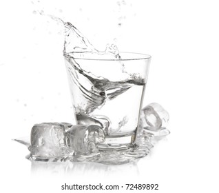 Glass Of Drink With Splash On White