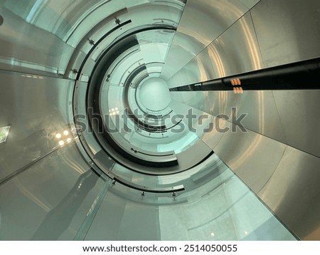 glass elevator, elevator shaft, view up