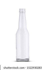 glass empty beer bottle on white background