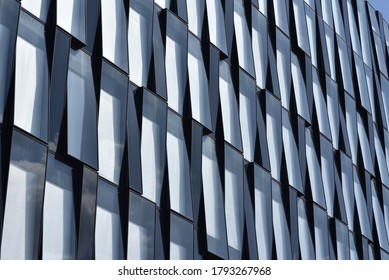 Glass Facade Of Office Building With Amazing Modern Architecture Solution  In Copenhagen, Denmark. 