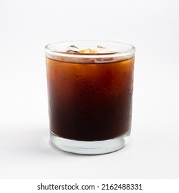 A Glass Filled With Iced Americano Coffee