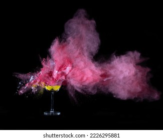 Glass filled with powder shot with airgun