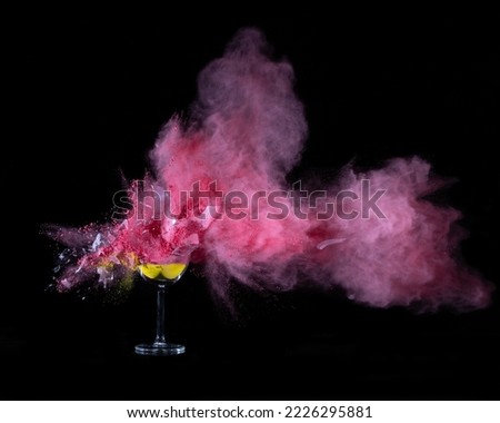 Glass filled with powder shot with airgun