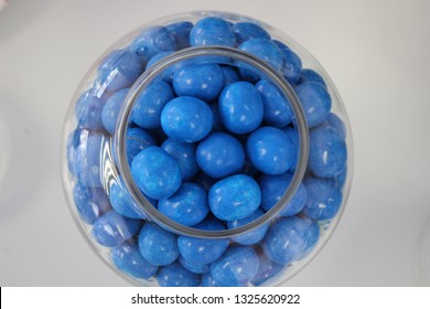 Glass Fishbowl Of Blue Bubblegum Gobstoppers Sweets