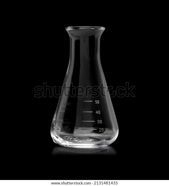 Glass\
Flask empty isolated on black  with clipping\
path