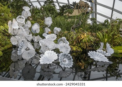 Glass Flowers inside Cloud Forest Gardens at Gardens By the Bay in Singapore