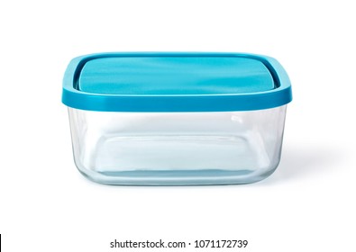 Glass Food Container Isolated On White Background With Clipping Path