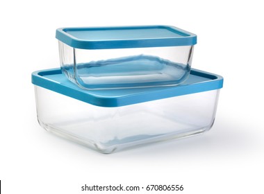 Glass Food Container  Isolated On White Background, With Clipping Path