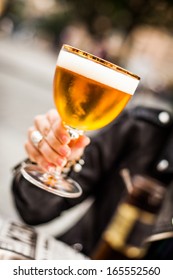 Glass Of Fresh Belgian Beer In The Pub.