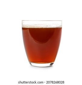 Glass Of Fresh Kvass On White Background