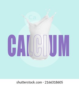 Glass of fresh tasty milk on light blue background. Source of calcium