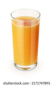 Glass Of Fruit Apricot Nectar Isolated On White Background.