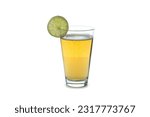 Glass of ginger beer isolated on white