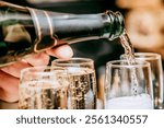 Glass glasses of champagne, people celebrating an important event, a festive toast