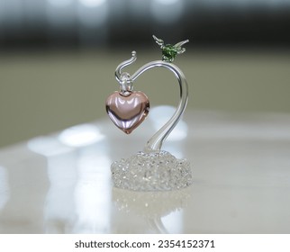 a glass heart souvenir hand made close focus - Shutterstock ID 2354152371