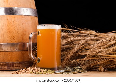 Glass Of Home Made Beer On Table 