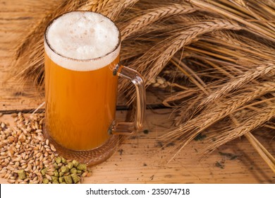 Glass Of Home Made Beer On Table 