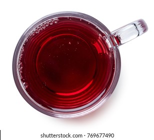 Glass Of Hot Mulled Wine  Isolated On White Background. Top View