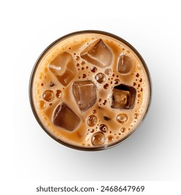 Glass of ice coffee isolated on white background from top view - Powered by Shutterstock