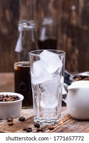 Glass With Ice For Making Cold Brew Coffee