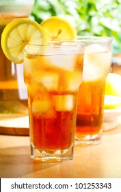 Glass Of Ice Tea With Lemon