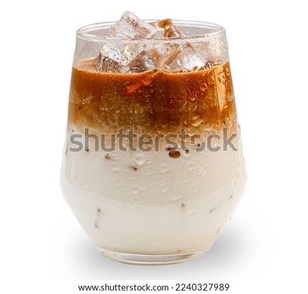 Glass of iced coffee isolated clipping path on white background.