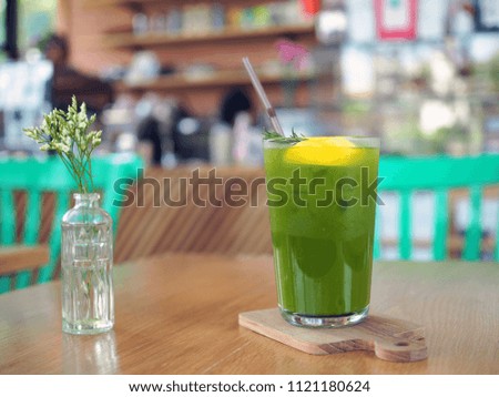 Similar – Green vegetable smoothies and infused fruit water cocktails