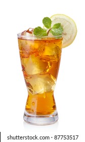 Glass Of Iced Tea Isolated On White