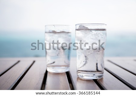 Glass of iced water at restaurant