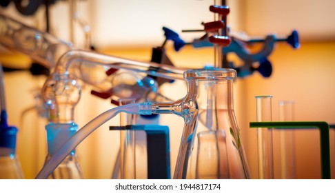 Glass Instruments In The Laboratory Of Chemical Synthesis