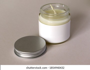 Glass Jar Candle Packaging With Metal Lid And White Label